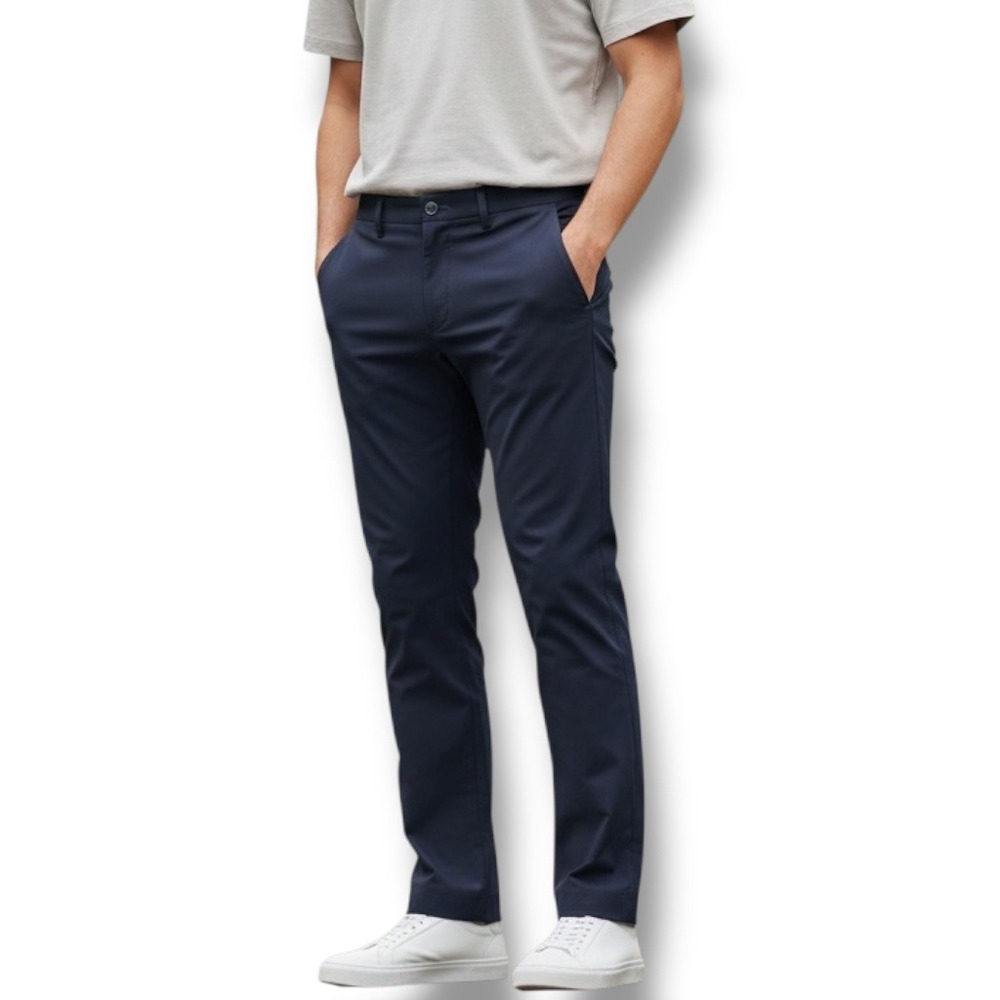 Frank And Oak Brunswick Flex Pant Slim Fit Navy Mens Size 33x32 Stretch Chinos
